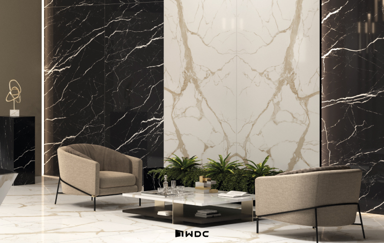 กระเบื้องลายหินอ่อนแผ่นใหญ่ Marquina Nero WDC